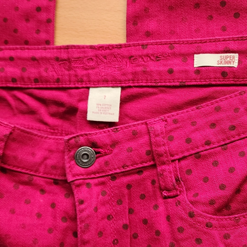 Red PolkaDot Denim Pants
